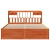 Lit bibliothèque sans matelas cire marron 180x200 cm pin massif 