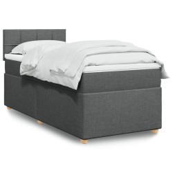 Sommier à lattes de lit avec matelas Gris foncé 100x200cm Tissu 