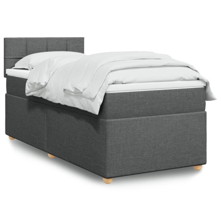 Sommier à lattes de lit avec matelas Gris foncé 100x200cm Tissu 