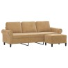Canapé à 3 places avec repose-pieds Marron 180 cm Velours 