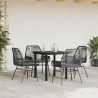 Ensemble à manger de jardin et coussins 5 pcs noir rotin verre 