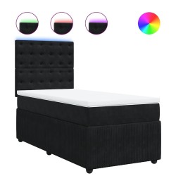 Sommier à lattes de lit avec matelas Noir 90x190 cm Velours 