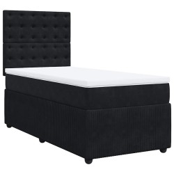 Sommier à lattes de lit avec matelas Noir 90x190 cm Velours 