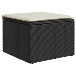 Salon de jardin 6 pcs avec coussins noir résine tressée 