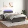 Sommier à lattes de lit avec matelas LED gris foncé 120x190 cm 