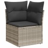 Salon de jardin 5 pcs avec coussins gris clair résine tressée 