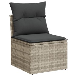 Salon de jardin 5 pcs avec coussins gris clair résine tressée 