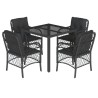 Ensemble à manger de jardin coussins 5pcs Noir Résine tressée 