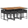 Ensemble à manger de jardin coussins 7pcs Noir Résine tressée 