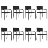 Ensemble à manger de jardin 9 pcs noir résine tressée et acier 