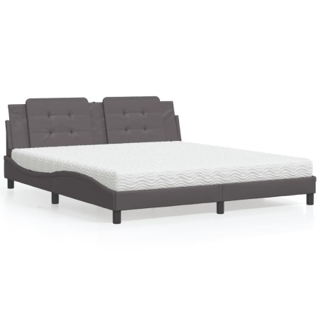 Lit avec matelas gris 180x200 cm similicuir 