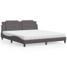 Lit avec matelas gris 180x200 cm similicuir 