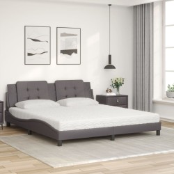 Lit avec matelas gris 180x200 cm similicuir 