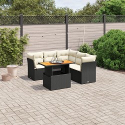 Salon de jardin 5 pcs avec coussins noir résine tressée 