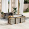 Salon de jardin 6 pcs avec coussins gris résine tressée 