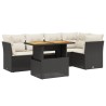 Salon de jardin 5 pcs avec coussins noir résine tressée 