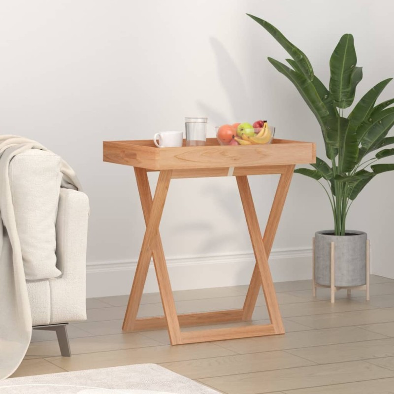 Table à plateau pliante 52x36x56,5 cm Bois massif de noyer 