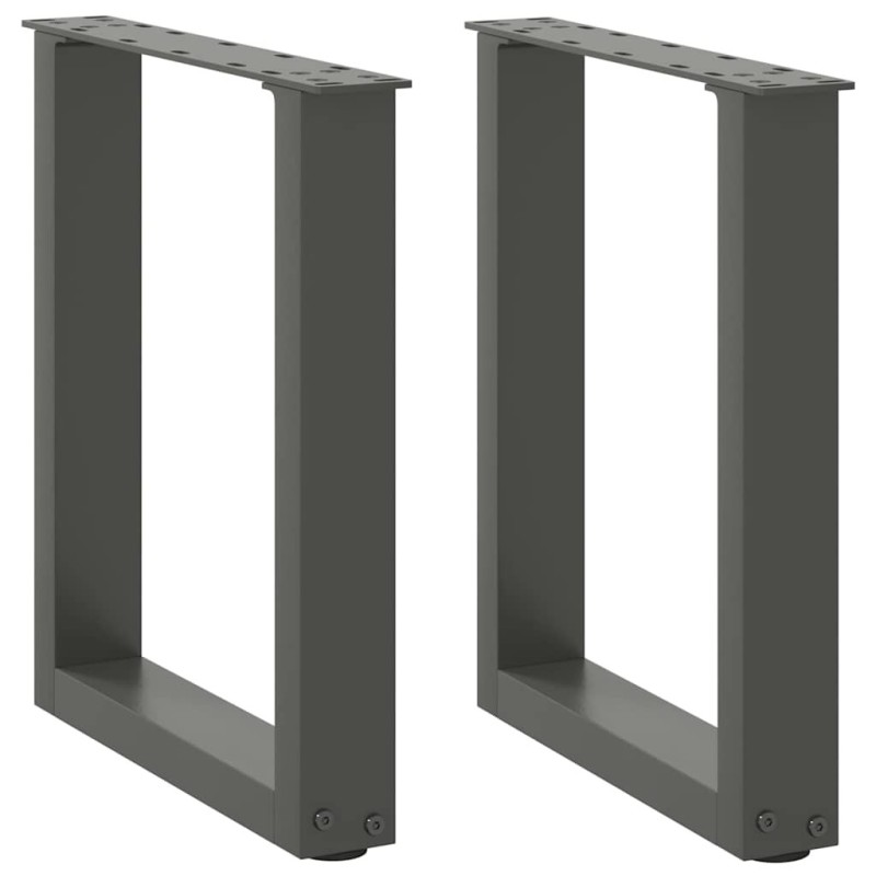 Pieds de table basse en U 2 pièces Anthracite 38 x (42-43) cm Acier 