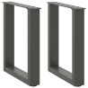 Pieds de table basse en U 2 pièces Anthracite 38 x (42-43) cm Acier 