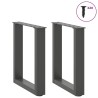 Pieds de table basse en U 2 pièces Anthracite 38 x (42-43) cm Acier 