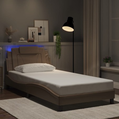 Cadre de lit avec LED sans matelas cappuccino 100x200 cm 