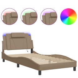 Cadre de lit avec LED sans matelas cappuccino 100x200 cm 