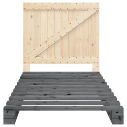 Cadre de lit sans matelas gris 100x200 cm bois massif de pin 