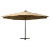 Parasol suspendu avec mât en bois 350 cm taupe 
