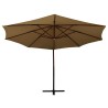 Parasol suspendu avec mât en bois 350 cm taupe 