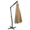 Parasol suspendu avec mât en bois 350 cm taupe 