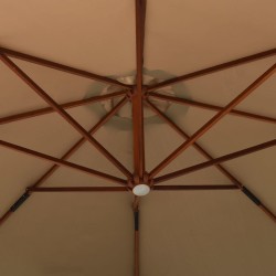 Parasol suspendu avec mât en bois 350 cm taupe 