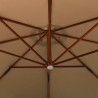 Parasol suspendu avec mât en bois 350 cm taupe 