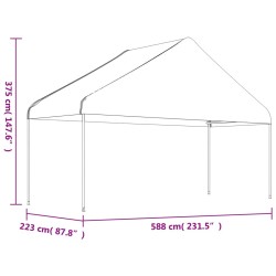 Belvédère avec toit blanc 5,88x2,23x3,75 m polyéthylène 
