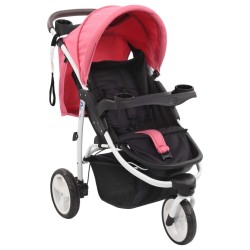 Poussette bébé à 3 roues Rose et noir 