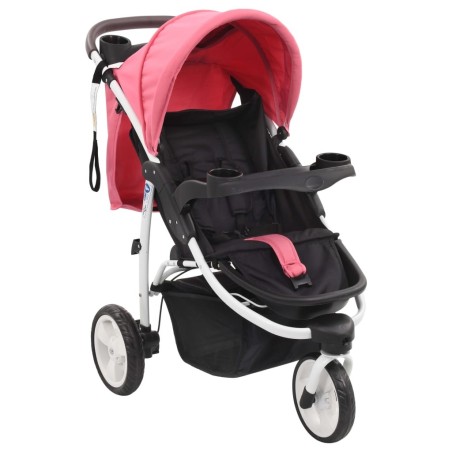 Poussette bébé à 3 roues Rose et noir 