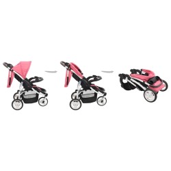 Poussette bébé à 3 roues Rose et noir 