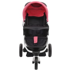 Poussette bébé à 3 roues Rose et noir 