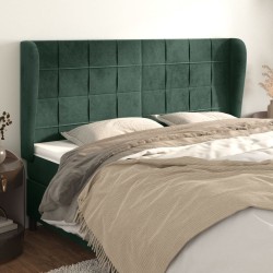 Tête de lit avec oreilles Vert foncé 183x23x118/128 cm Velours 