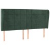 Tête de lit avec oreilles Vert foncé 183x23x118/128 cm Velours 