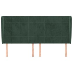 Tête de lit avec oreilles Vert foncé 183x23x118/128 cm Velours 