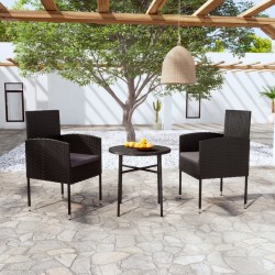 Ensemble à manger de jardin 3 pcs Résine tressée Noir 