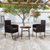 Ensemble à manger de jardin 3 pcs Résine tressée Noir 