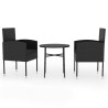 Ensemble à manger de jardin 3 pcs Résine tressée Noir 