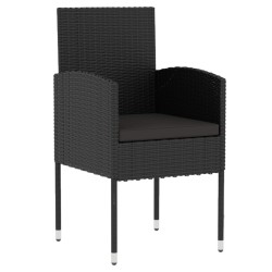 Ensemble à manger de jardin 3 pcs Résine tressée Noir 