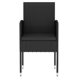 Ensemble à manger de jardin 3 pcs Résine tressée Noir 