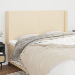 Tête de lit avec oreilles Crème 183x16x118/128 cm Tissu 