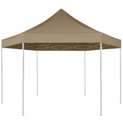 Chapiteau hexagonal pliable 3,6x3,1 m taupe 220g/m² 
