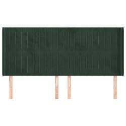 Tête de lit avec oreilles Vert foncé 183x16x118/128 cm Velours 