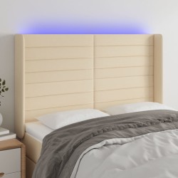 Tête de lit à LED Crème 147x16x118/128 cm Tissu  