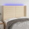Tête de lit à LED Crème 147x16x118/128 cm Tissu  